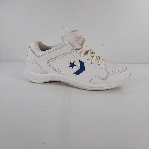 CONVERSE Womens 8.5 Pro White Leather Blue Logo - Picture 2 of 13